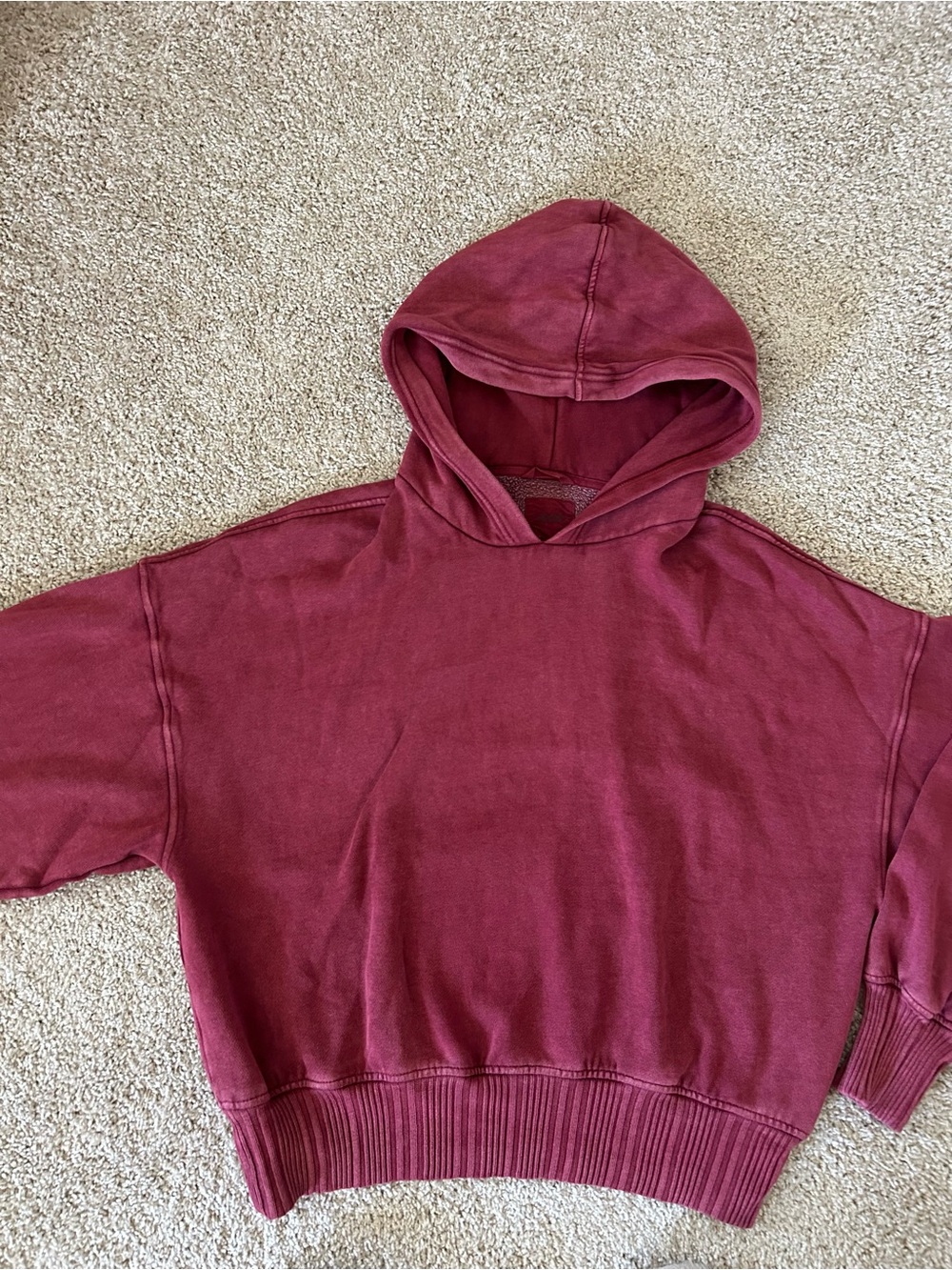 Aerie Burgundy Cropped Hoodie